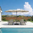 Parasol de table d'extérieur 15 pi 15 po avec chaise longue inclinable 69,3 po