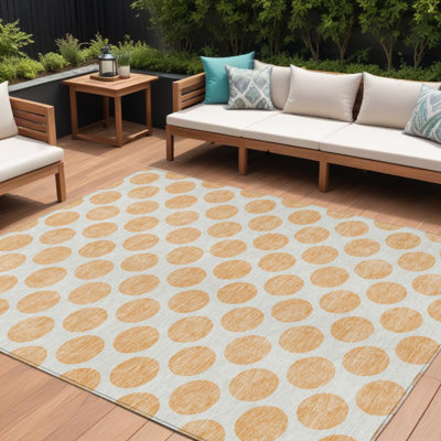 Tapis intérieur / extérieur lavable à pois 8 pi x 10 pi pêche et ivoire