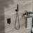 Square 16 Inch Ceiling Mount Dual Shower System With Oil Rubber Bronze Finish, - Balanced Valve, Easy Maintenance, And Handheld Spray Option Head In Bronze, Rainfall Pattern, Scald Rain