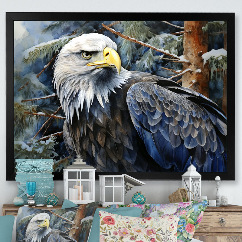 «Bold Eagle Strong Gaze I», reproduction sur toile, Cadre simple noir, H 12 po x l 20 po x P 1 po