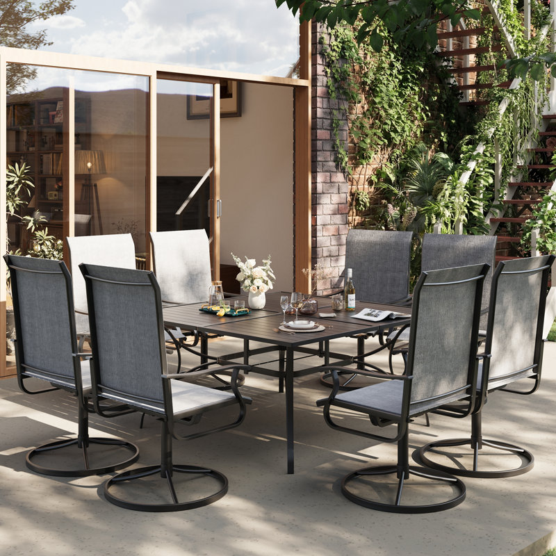 8-Person Patio Dining Sets, Light Gray