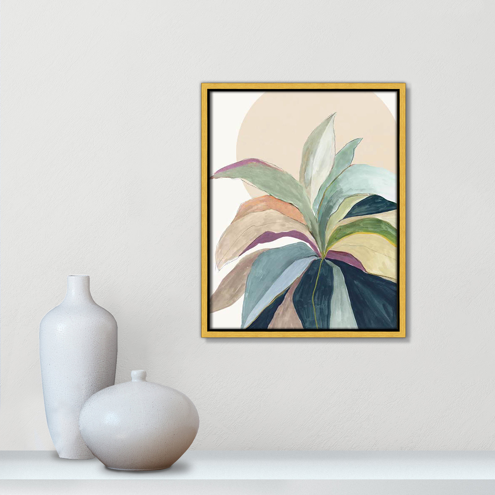 Sherbrooke Sunny Bright Leaves II by Asia Jensen Print, No Mat, Gold Floater Framed, 15.5" H x 12.5" W x 2" D