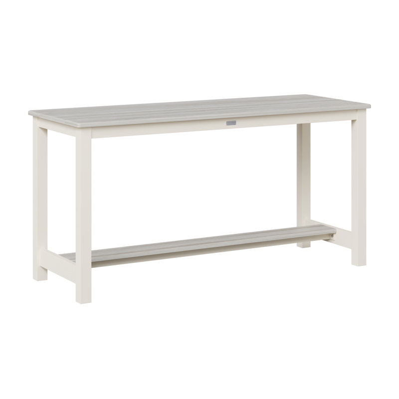 Balcony Outdoor Bar Table, Matte White, Seashell, 30.75" H x 60" W x 22" D