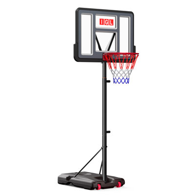 IGL Portable Basketball Hoop with 44"PC Backboard and Adjustable Height from 5.6 to 10ft, Basketball Goal for Backyard, Driveway and Residential 