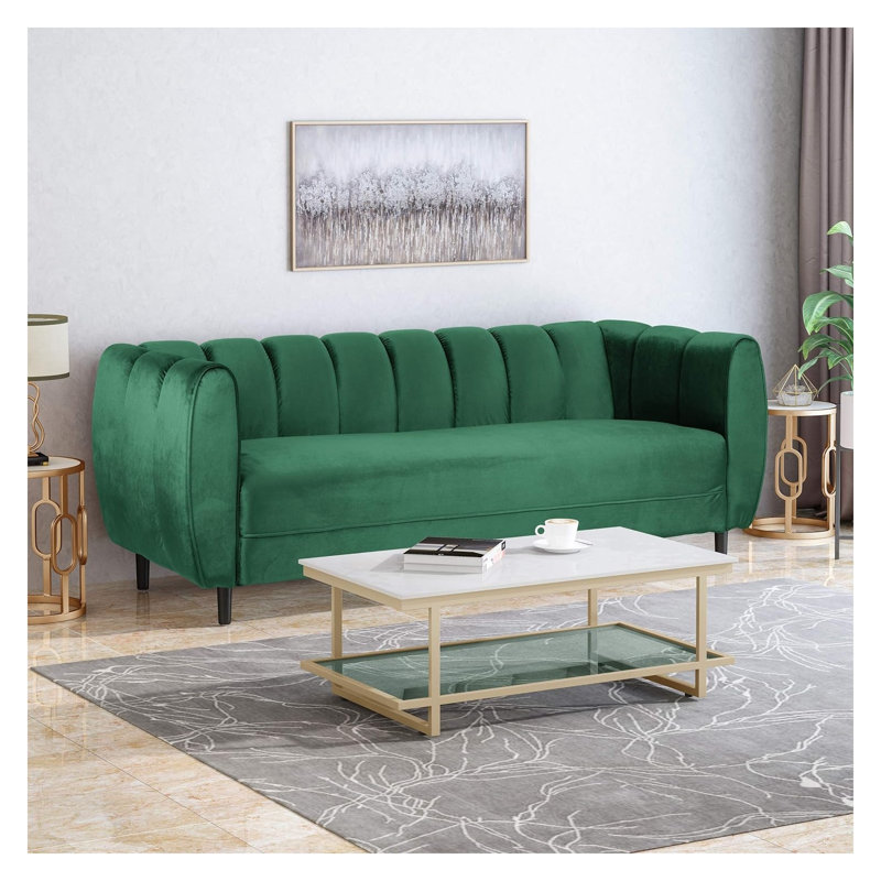 Canapé 3 places en velours Miranda Emerald, Vert