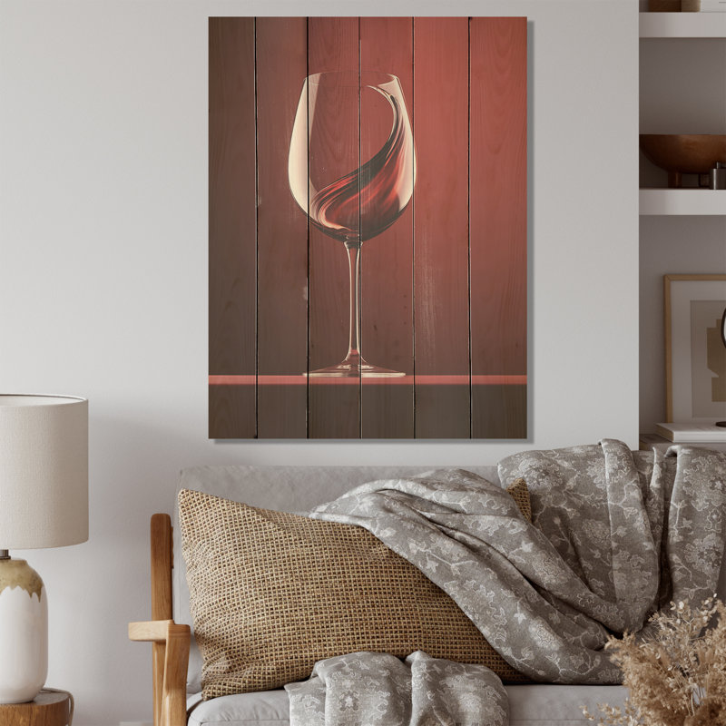 Verre à vin Whimsy - vin de bois, art mural sur bois de pin naturel, H 20 po x l 10 po