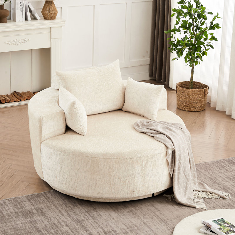 Chaise pivotante en mousse à 360 degrés avec tissu moelleux en chenille et coussin, pour salle de projection en mousse