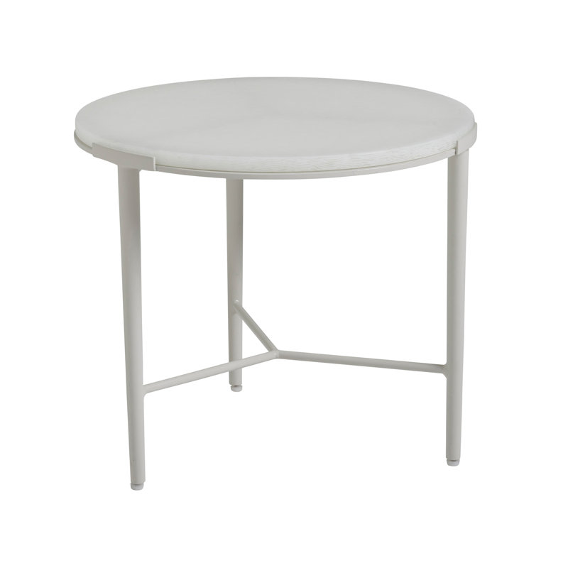 Seabrook Round White Aluminum & Wicker Outdoor Coffee Table