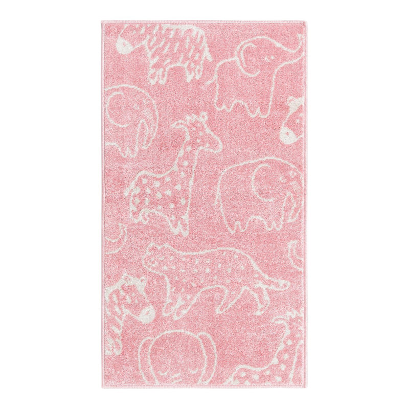 Whimsy Safari Animals Kid Rug, Rectangle 7'10" x 10', Pink