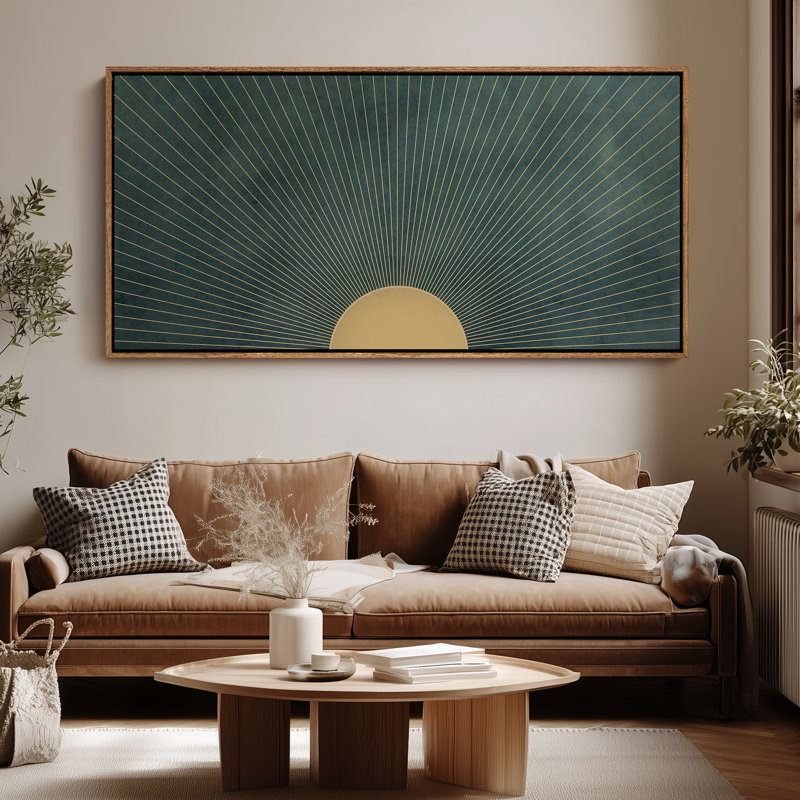 Très grand art mural rétro encadré pour art classique, H 30 po x l 60 po, Naturel