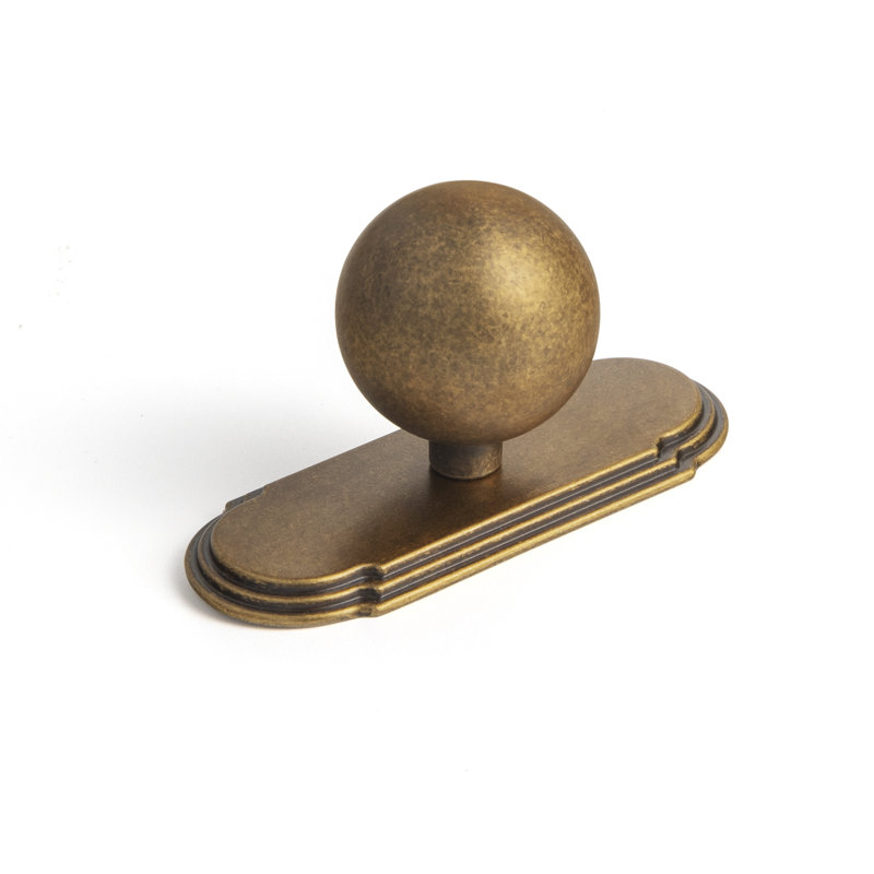 Bouton rond de 1,2 po de diamètre avec panneau, 1 1/5", Or brossé