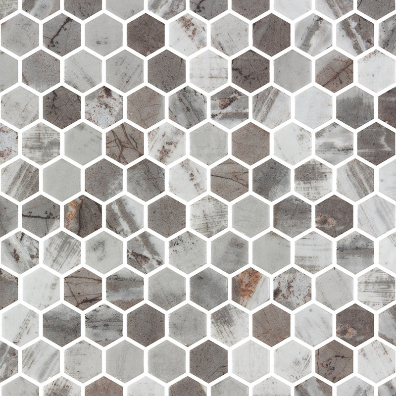 Spectrum Vibrant Hexagon Recycled Glass Mosaic Tile, Denver