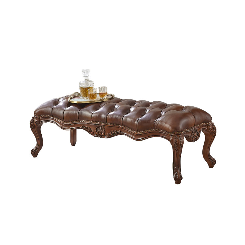 Banc rembourré en cuir véritable American Leather
