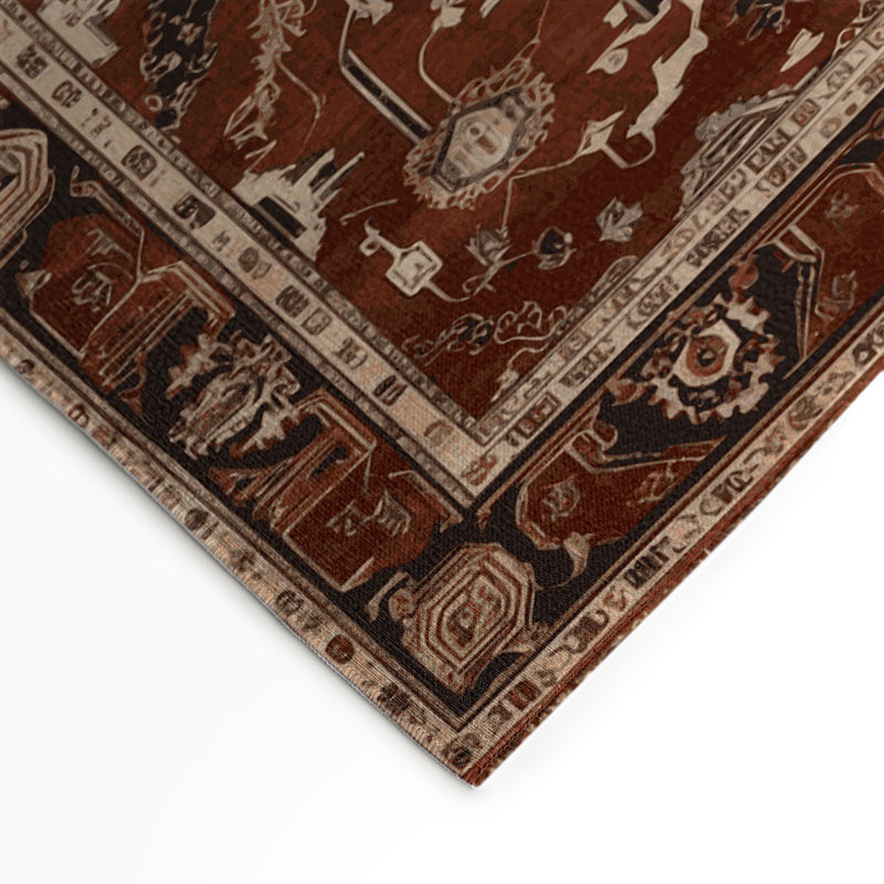 Tapis d'intérieur et d'extérieur brun Persian, Rectangle 5 pi x 7 pi