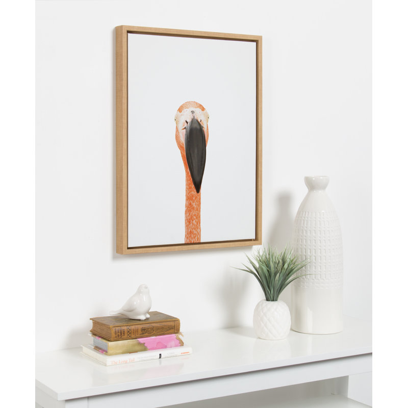 «Flamingo Portrait» par Amy Peterson, reproduction d'art sur toile encadrée, Naturel
