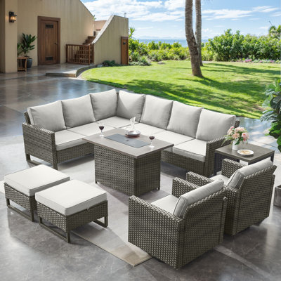 Kreda 7-Piece 8-Person Powder Coated Steel Outdoor Seating Group