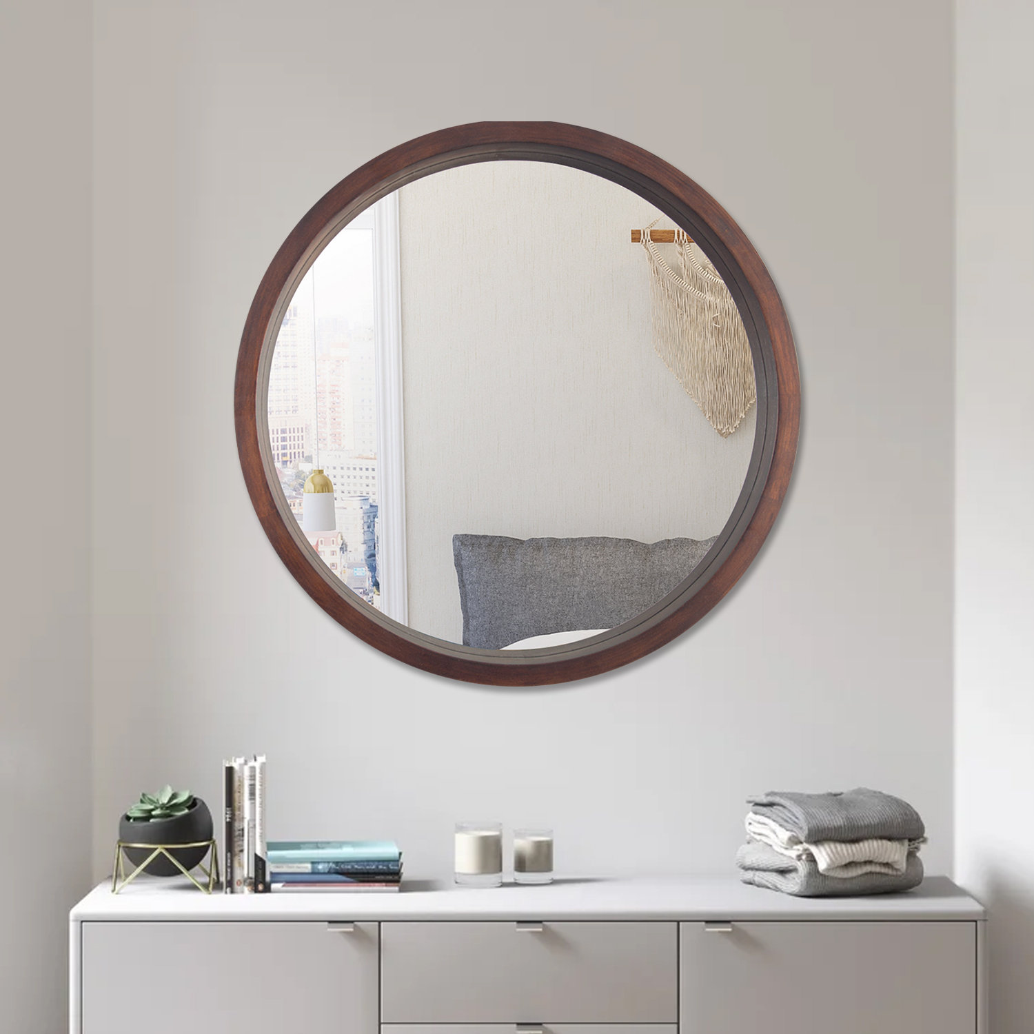 Latitude Run® Round Wood Wall Mirror | Wayfair