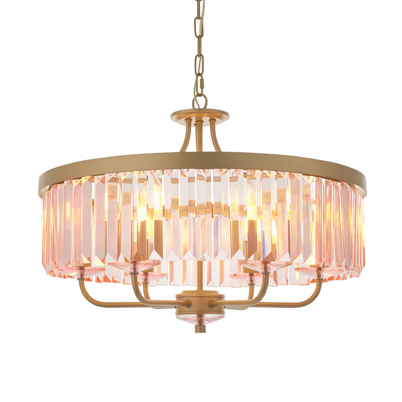 Bothell 6 - Light Crystal Chandelier, Rose Pink