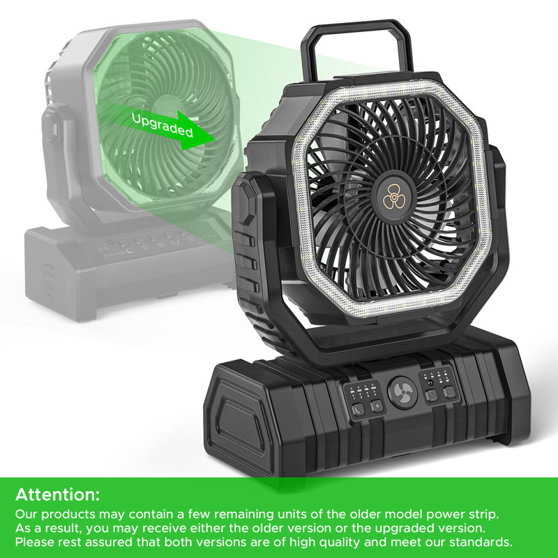 Ventilateur de camping portatif à pile CRST 20000 mAh, Noir