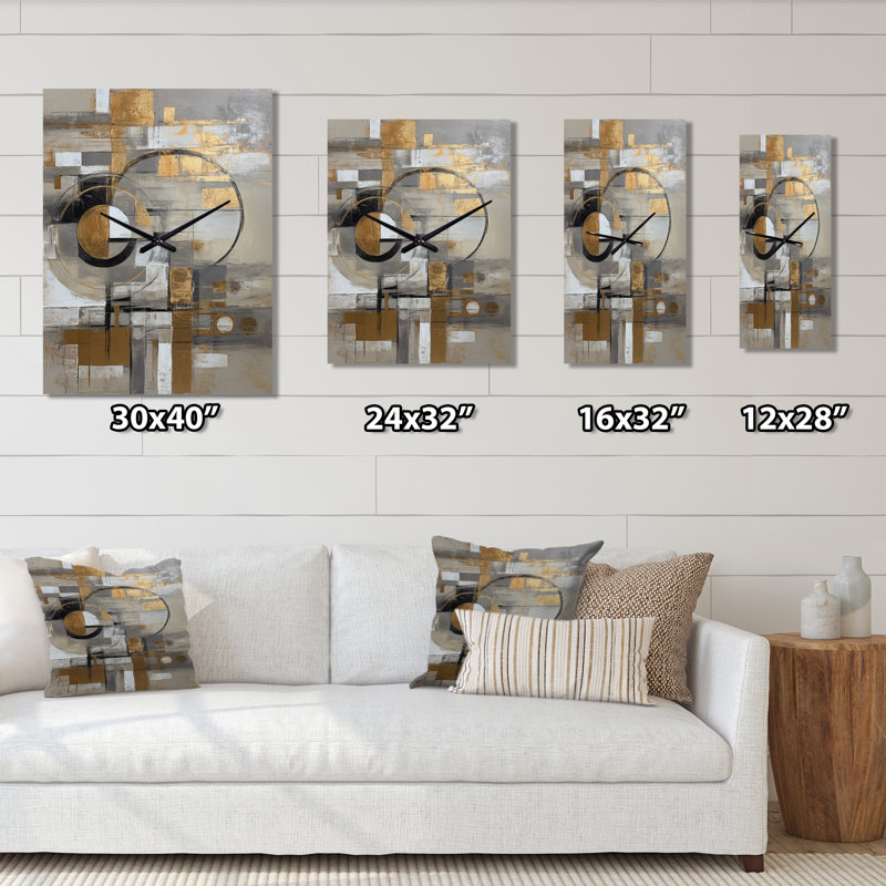 Jaione - Horloge murale abstraite Mid-Century, H 32 po x l 24 po x P 1 po