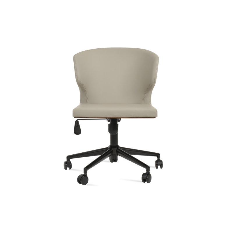 Chaise de bureau Amed, Noir mat, Gris clair