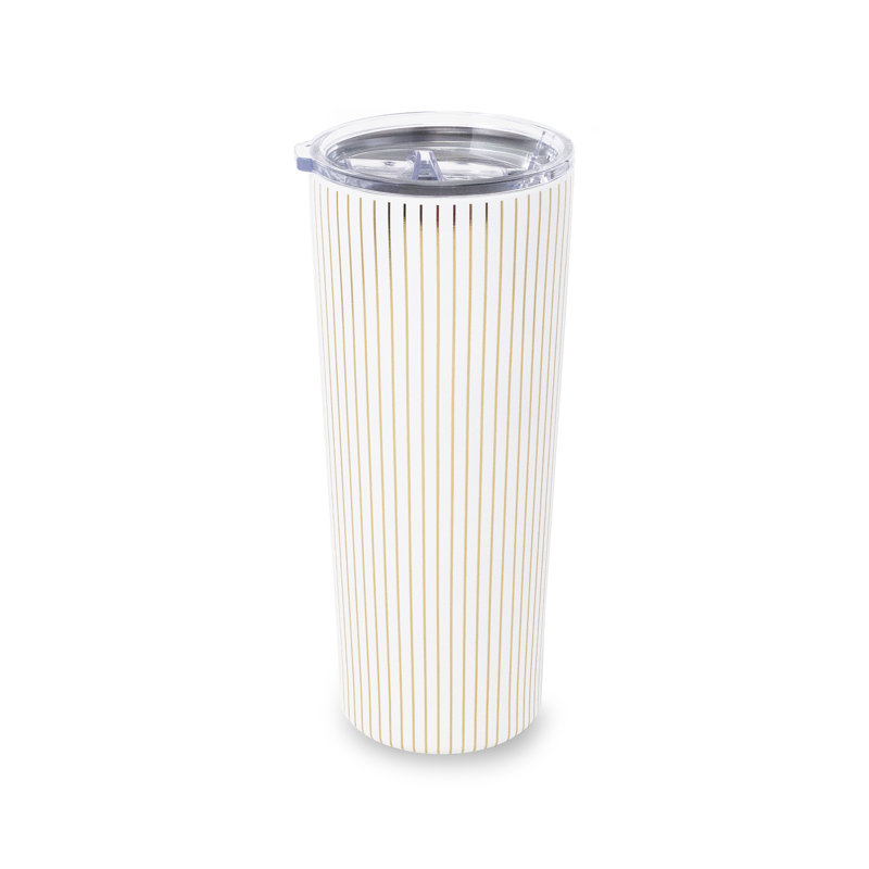 Stainless Steel 24 oz. Tumbler, Gold Pinstripe