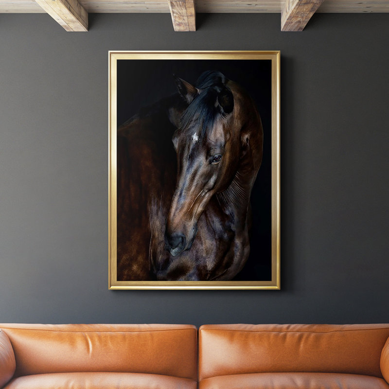 Sunlit Horses I, reproduction d'art encadrée, Or, H 36,5 po x l 26,5 po x P 1 po