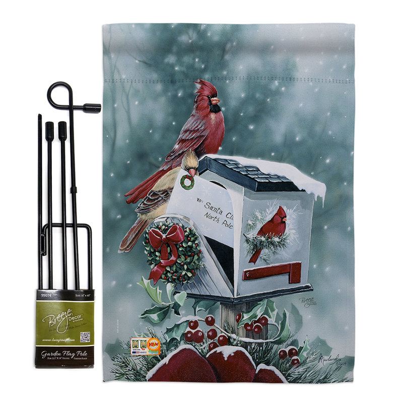 « christmas cardinals », impression en polyester de 2 côtés 18,5 x 13 po ensemble de drapeau