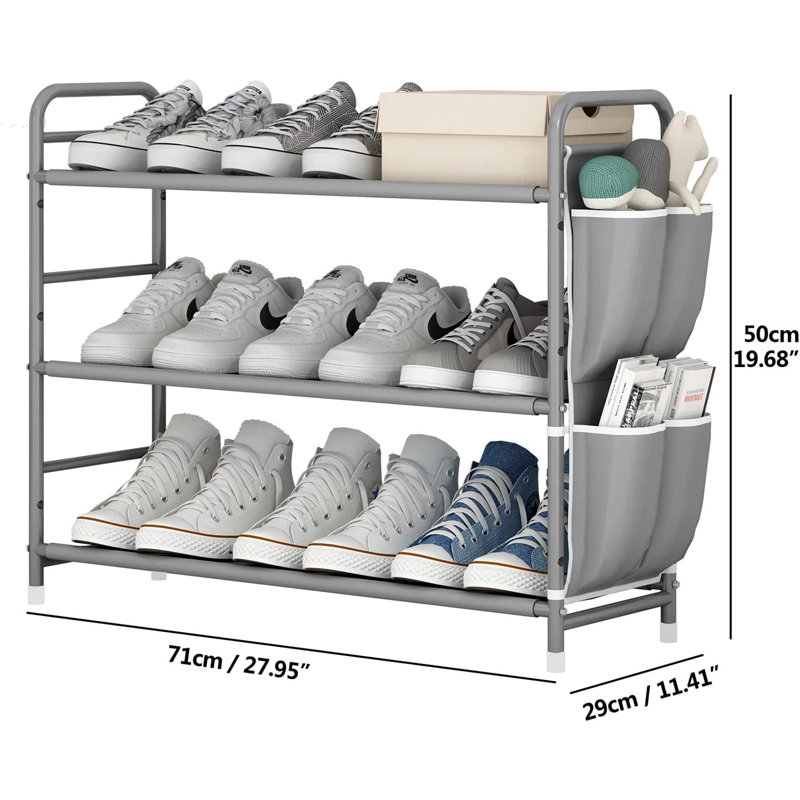 9 Pair Shoe Rack, Gray