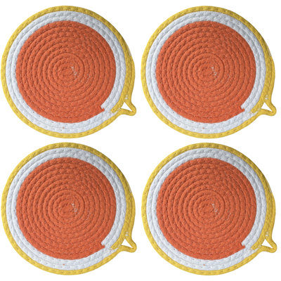 Polyester Round 4 Piece Trivet Set