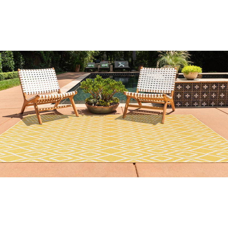 Elvie Turks and Caicos Indoor/Outdoor Rug, Rectangle 6'1" x 9'