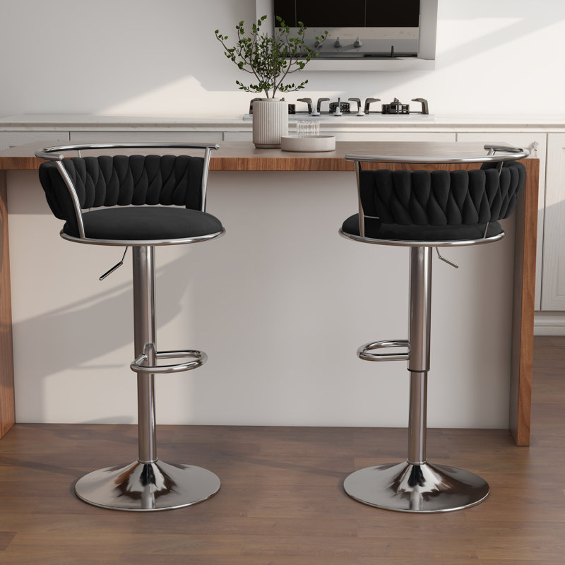 Tabouret de bar Christal, Noir, Argent argent