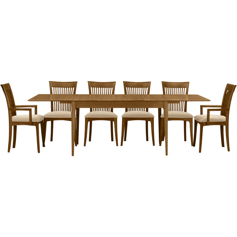 Sarah 7 - Piece Extendable Dining Set, Saddle Cherry, Coffee Leather