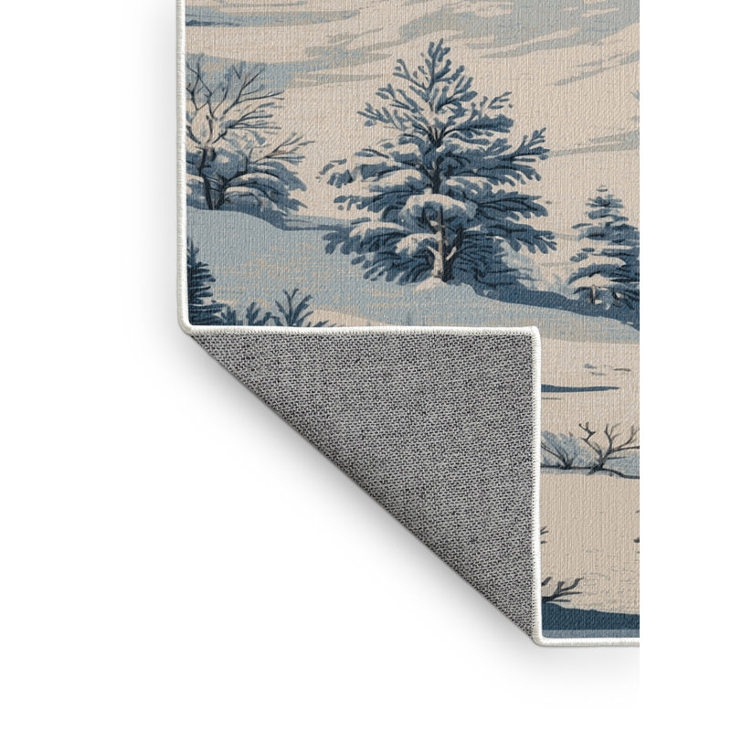 Tapis beige français lavable à la machine, Rond 4 pi