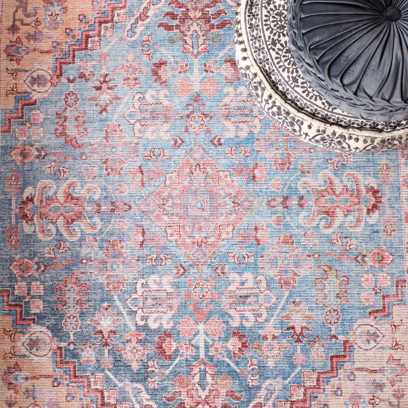 Chartier Oriental Blue/Rust Area Rug, Runner 2' x 9'