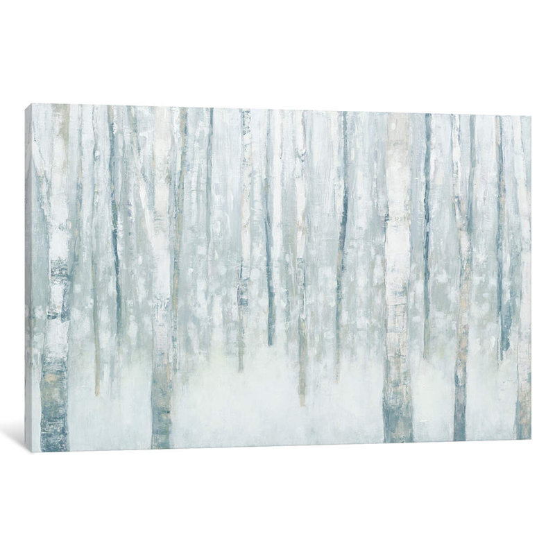 Birches In Winter II by Julia Purinton - Print on Canvas, 152.5 cm H x 101.5 cm W, White Floater Framed