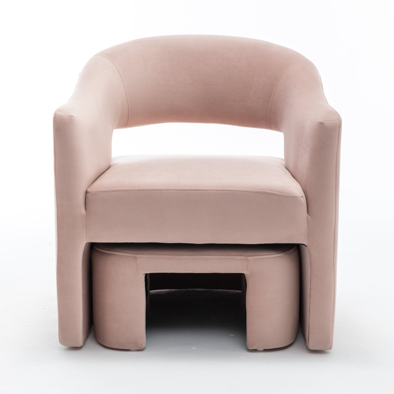 Fauteuil demi-tonneau avec repose-pieds Kyah, Rose