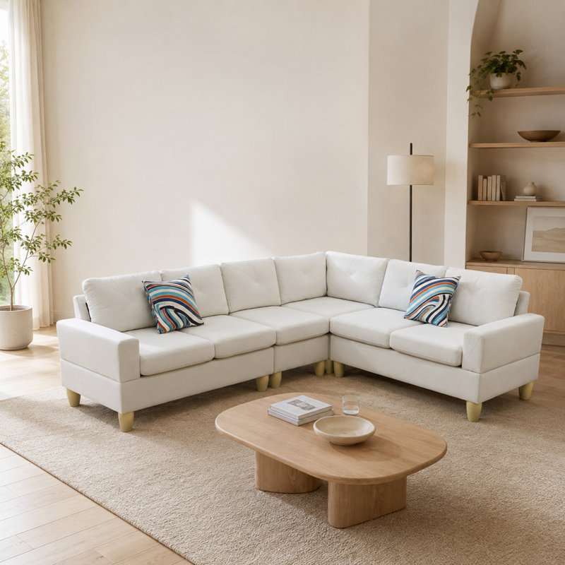 Ensemble de canapés 4 pièces Massa en flanelle, beige