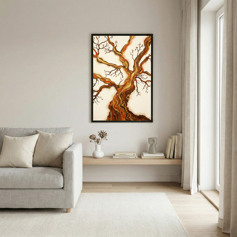Natural Wood Framed,Canvas Wall Art for Living Room, Bedroom, Office or Entryway – Decorative Wall Decor with Tree Art, Black