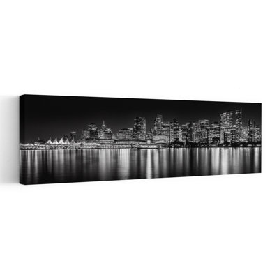 Night City Reflections Dramatic Modern Peaceful Architecture City Wall Art