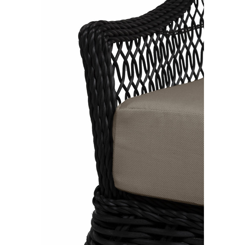 Soho Swivel Glider Chair with Cushions, Dove Sunbrella® Linen, Black, No Welt