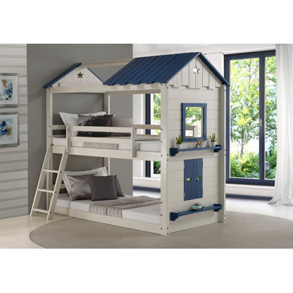 Twin over Twin Star Gaze Bunk Bed in Grey and Blue