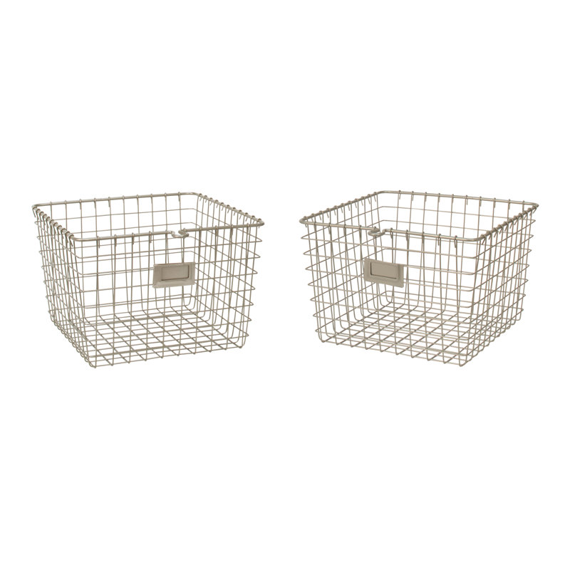 Panier en métal / métal Albie, H 8 po x l 12 po x P 11 po, Nickel satiné, 6
