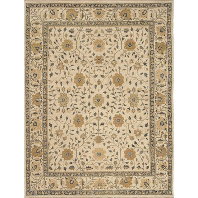 Wool Oriental Area Rug in Blue/Beige/Brown