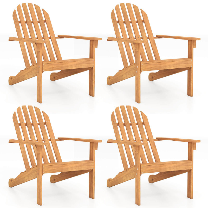 4 chaises Adirondack de patio avec siège incliné et dossier haut pour porche, 4