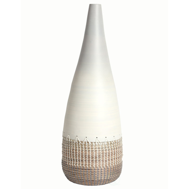 Esai Handmade Wood Floor Vase, 31.25" H x 10.5" D x 10.5" D