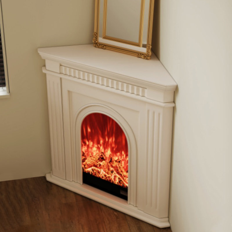 Foyer électrique en bois massif beige, H 39,37 po x l 27,56 po x P 27,56