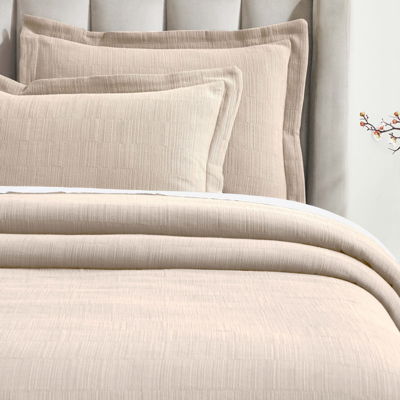 Ensemble de couvre-lit matelassé à motif géométrique moderne en coton Zenith , Beige