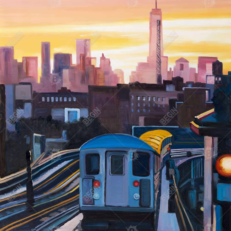 "Coucher de soleil sur le métro à New York"