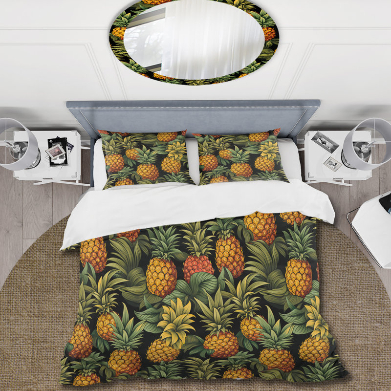 Ensemble de housse de couette Pineapple Delight, Housse de couette simple + 1 taie décorative stan